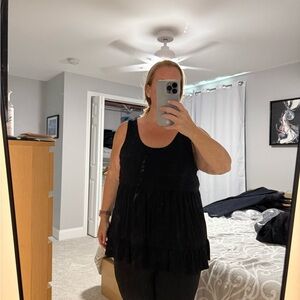 Tiered lace up back Sleeveless Top torrid